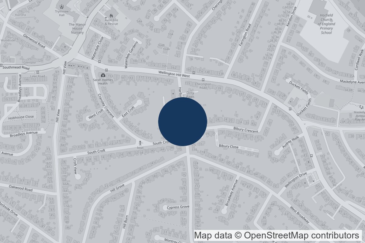 Map showing NMH Costs Lawyers Bristol office at Henleaze Business Centre, Harbury Road